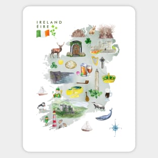 Illustrated Map of Ireland Sticker